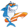 Smiling Shark Surfer Cartoon Character