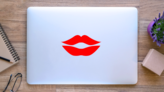 Smiling Simple Lips Sticker on a Laptop (New) example