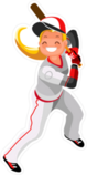 Smiling Softball Player At Bat Sticker