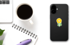 Smiling Sunflower Sticker on a Phone (New) example