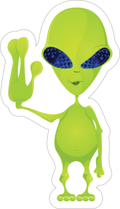 Smirking Green Alien Sticker