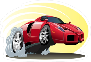 Smoking Cartoon Sports Car Sticker