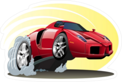 Smoking Cartoon Sports Car Sticker