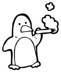 Smoking Penguin Cartoon Sticker
