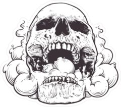 Smoking Skull Art Sticker