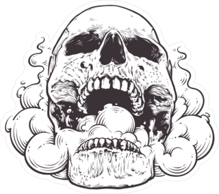 Smoking Skull Art Sticker