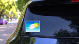 Smoking Softball In The Sky Sticker on a Rear Car Window (New) example