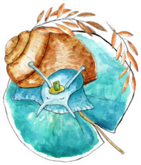 Snail Characters On Lily Leaf Sticker