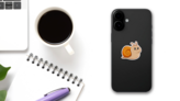 Snail With A Bright Orange Shell Sticker on a Phone (New) example