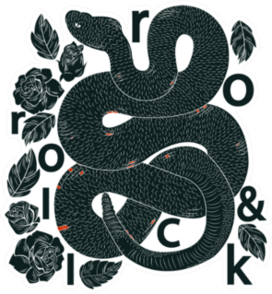 Snake Hand Drawn Rock & Roll Sticker