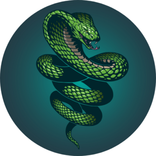 Snake Illustration On Blue Sticker