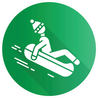 Snow Tubing Green Flat Icon Sticker