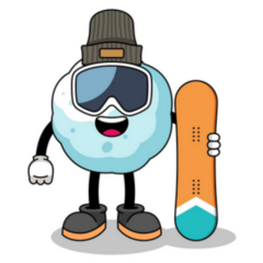 Snowball Cartoon Snowboarder Sticker 