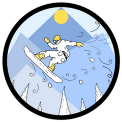 Snowboard Athlete Flying In The Air Circle Sticker