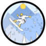 Snowboard Athlete Flying In The Air Circle Sticker