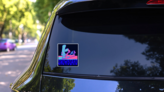 Snowboard Binding 90s Style Retro Sticker on a Rear Car Window (New) example