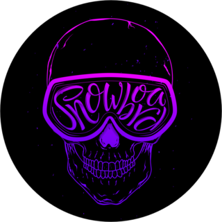 Snowboard Hand Drawn Lettering Skull Sticker