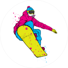 Snowboarder In Colorful Clothes Sticker