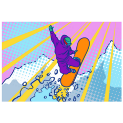 Snowboarder Jumping Comic Cartoon Style Pop Art Sticker