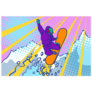 Snowboarder Jumping Comic Cartoon Style Pop Art Sticker