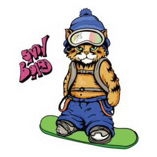 Snowboarding Cat Cool Sticker