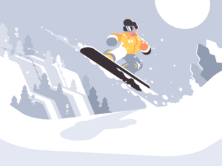 Snowboarding On Snowy Slope Sticker