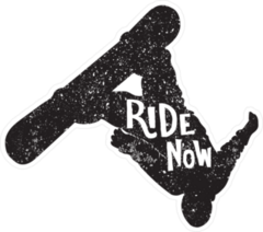 Snowboarding Ride Now Quote Sticker
