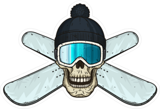 Snowboarding Skull In Hat And Goggles Sticker