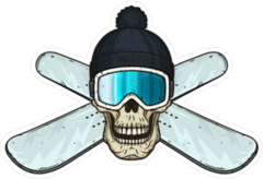 Snowboarding Skull In Hat And Goggles Sticker
