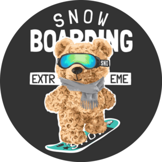 Snowboarding Teddy Bear Extreme Illustration Sticker