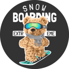Snowboarding Teddy Bear Extreme Illustration Sticker
