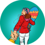 Snowboarding Woman Comic Sticker