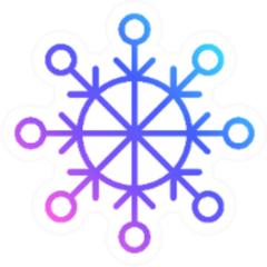 Snowflake Icon In Line Art Vibrant Color Gradient Sticker