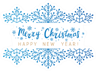 Snowflakes Border With Merry Christmas Lettering Sticker