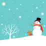 Snowman And Cute Dog In Winter Sticker