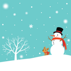 Snowman And Cute Dog In Winter Sticker