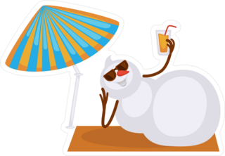 Snowman In Sunglasses On The Beach Sticker