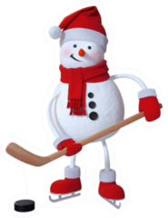 Snowman Playing Ice Hockey Sticker