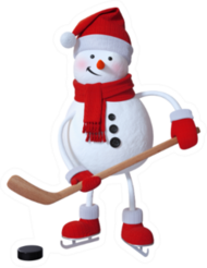 Snowman Playing Ice Hockey Sticker