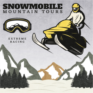 Snowmobile Mountain Tours Retro Sticker