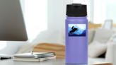 Snowmobile Rider In Nature Sticker on a Water Bottle (New) example
