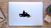 Snowmobile Silhouette Sticker on a Laptop (New) example