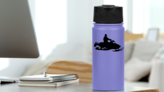 Snowmobile Silhouette Sticker on a Water Bottle (New) example