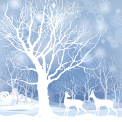 Snowy Winter Landscape With Two Deers Sticker
