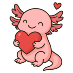 Snuggle Heart Axolotl Sticker