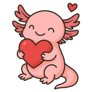 Snuggle Heart Axolotl Sticker