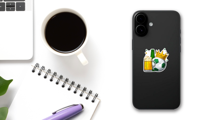 Soccer and Beer Sticker on a Phone (New) example