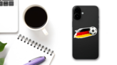 Soccer Ball And Flag Of Germany Sticker on a Phone (New) example