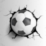 Soccer Ball Coming In Cracked Wall Sticker
