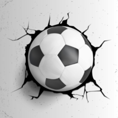 Soccer Ball Coming In Cracked Wall Sticker